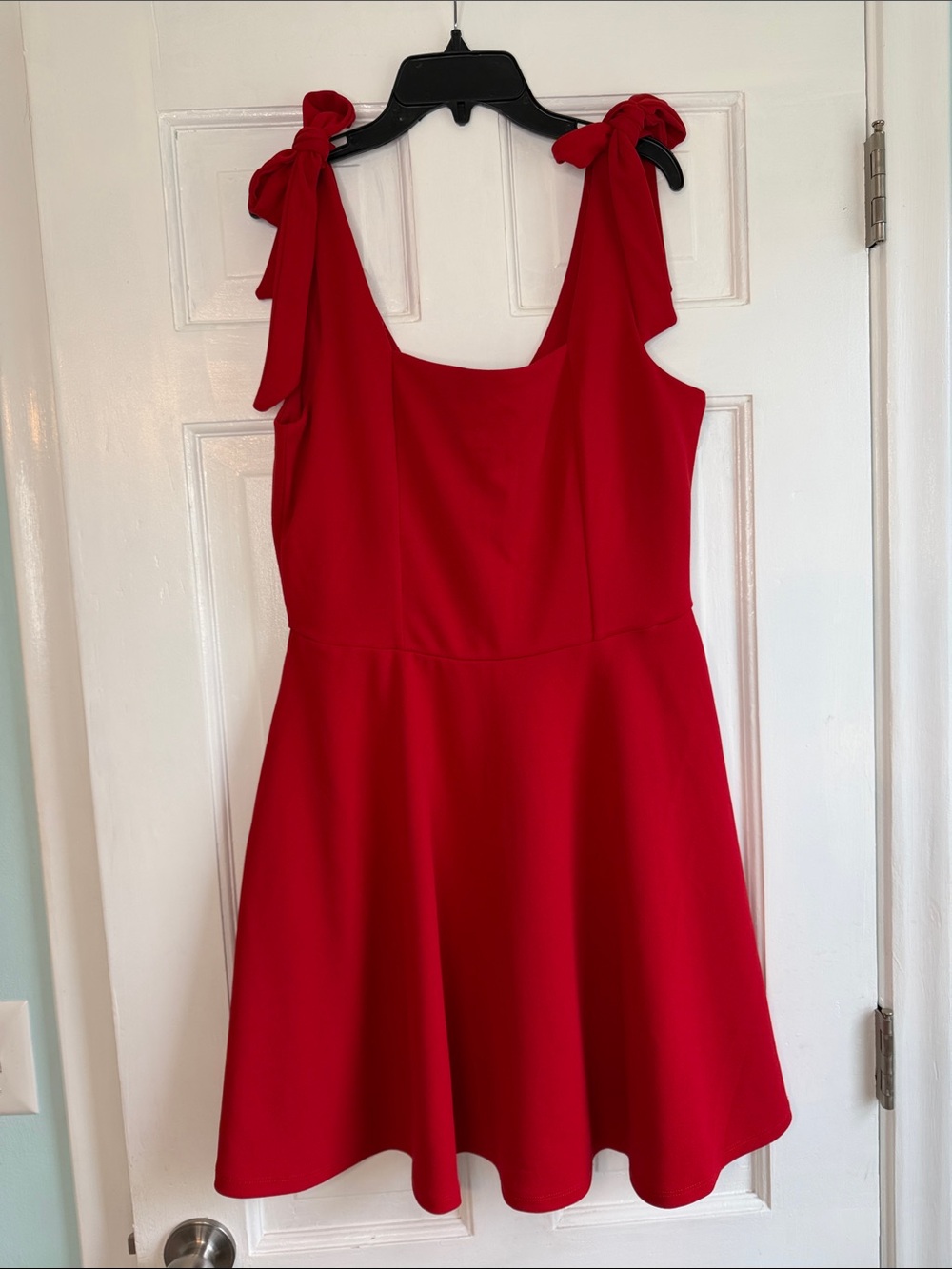 Francesca's Collections Red Tie-Shoulder Mini Dress